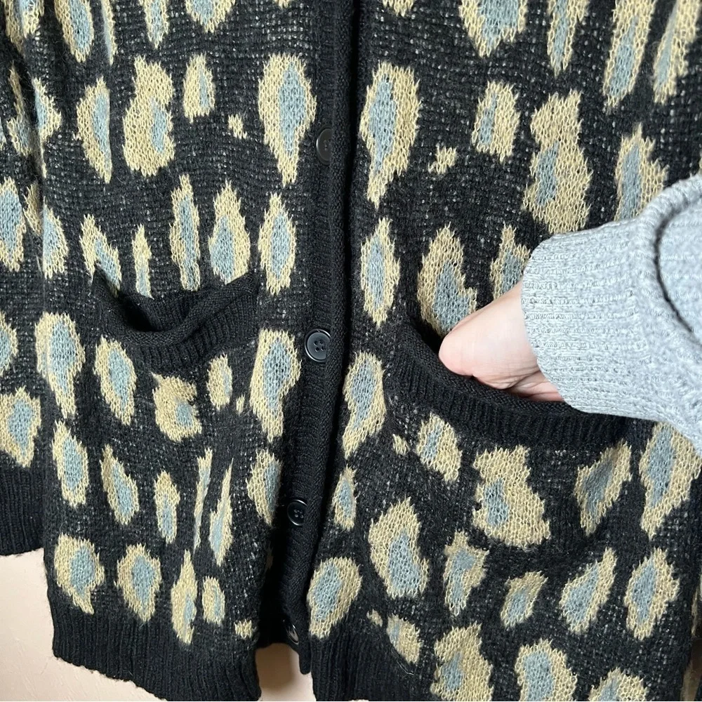 Y2K Monroe & Main Leopard Print Longline Cardigan Sweater Sz Small Indie Boho